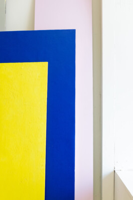 Bright blue and yellow tones enhance the modern and playful aesthetic of One for the Road before matter, architecture & interior design studio Frankfurt am Main